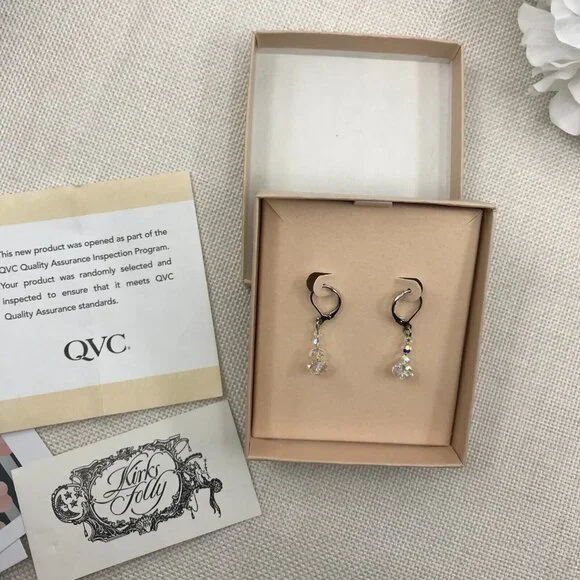 Authentic Kirks Folly Simulated Diamond 925 Sterling Silver Dangle Earrings - Picture 1 of 8